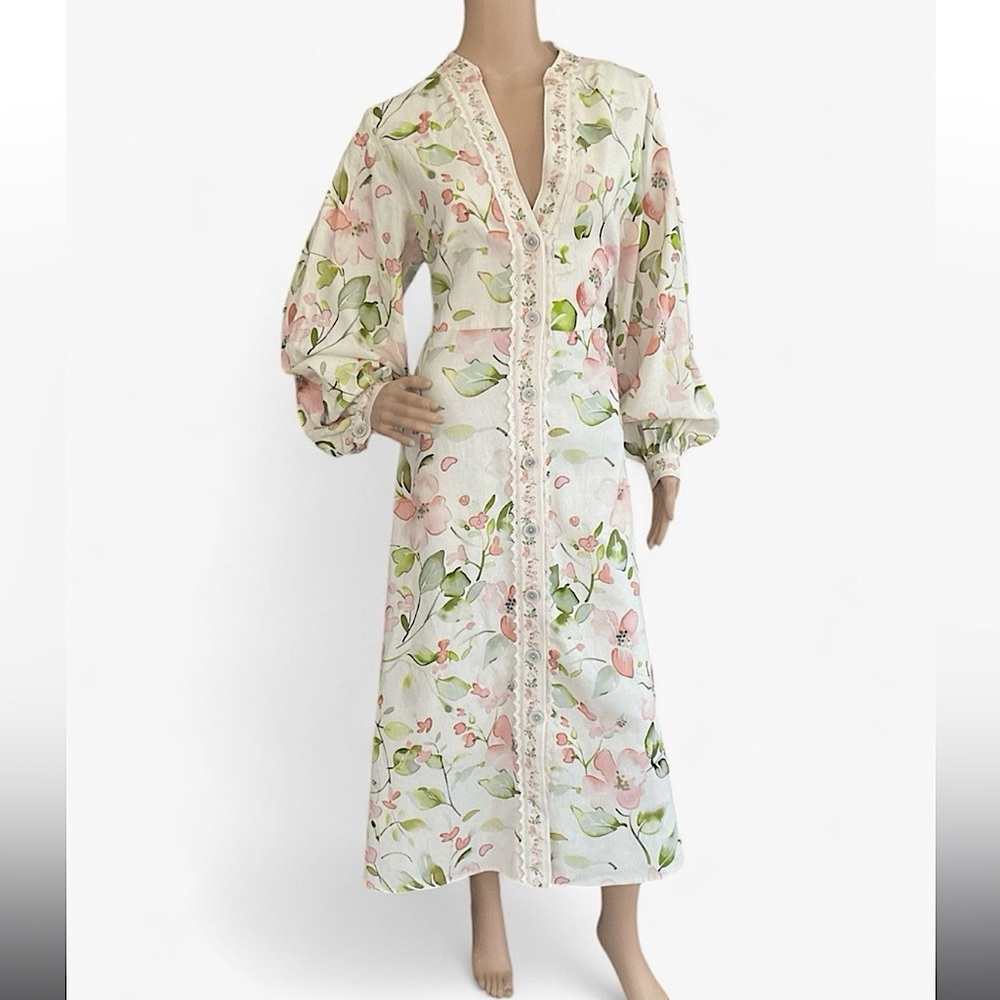 NWT Caroline Constas Pink and White Floral Dress